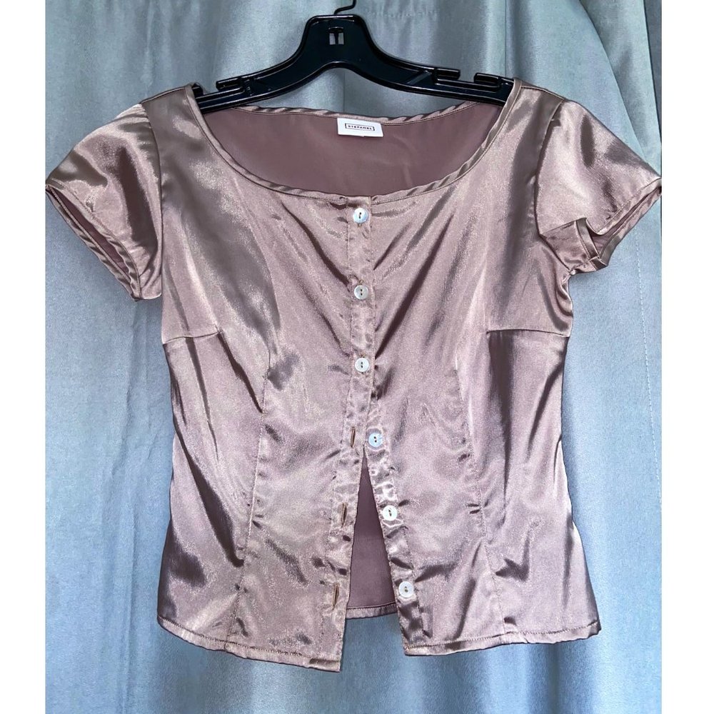 Stefanel Short-Sleeved Satin Top